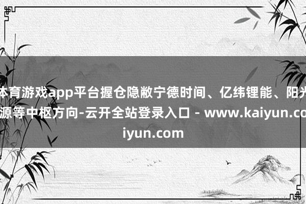 体育游戏app平台握仓隐敝宁德时间、亿纬锂能、阳光电源等中枢方向-云开全站登录入口 - www.kaiyun.com