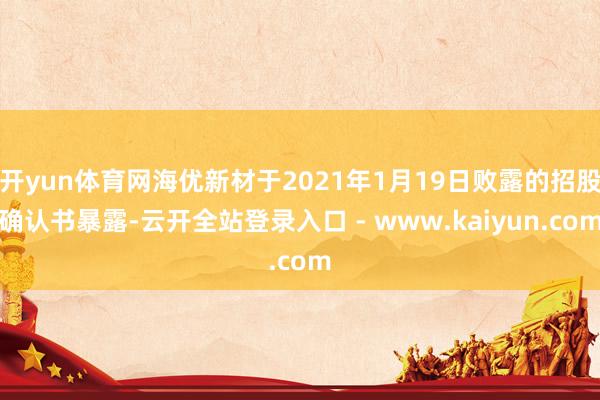开yun体育网海优新材于2021年1月19日败露的招股确认书暴露-云开全站登录入口 - www.kaiyun.com